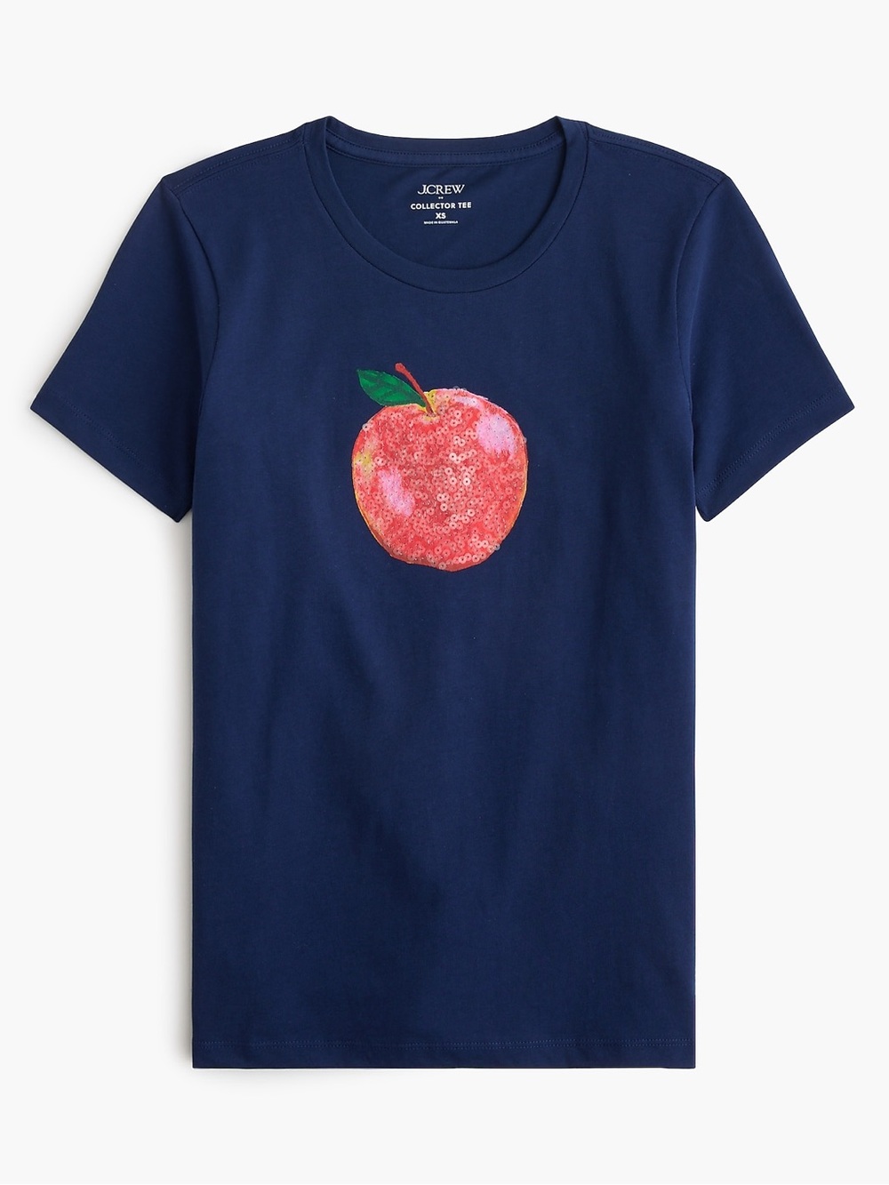 NWT J. Crew Factory Sequin Apple Graphic Collector Tee Size Large